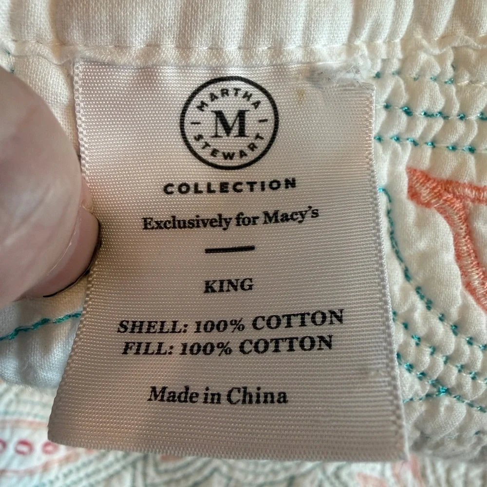 Martha Stewart Collection King Size Fully Embroidered Quilt 2‎ Shams 100% Cotton